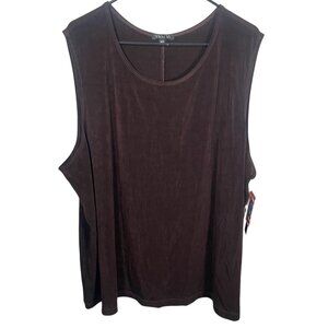 Vikki Vi Sleeveless Blouse Womens Size 4X Plus Size Brown Tunic Made In USA New